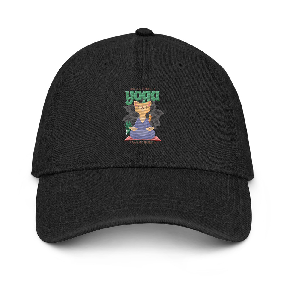 Cat Yoga - Cute Meditation Denim Hat