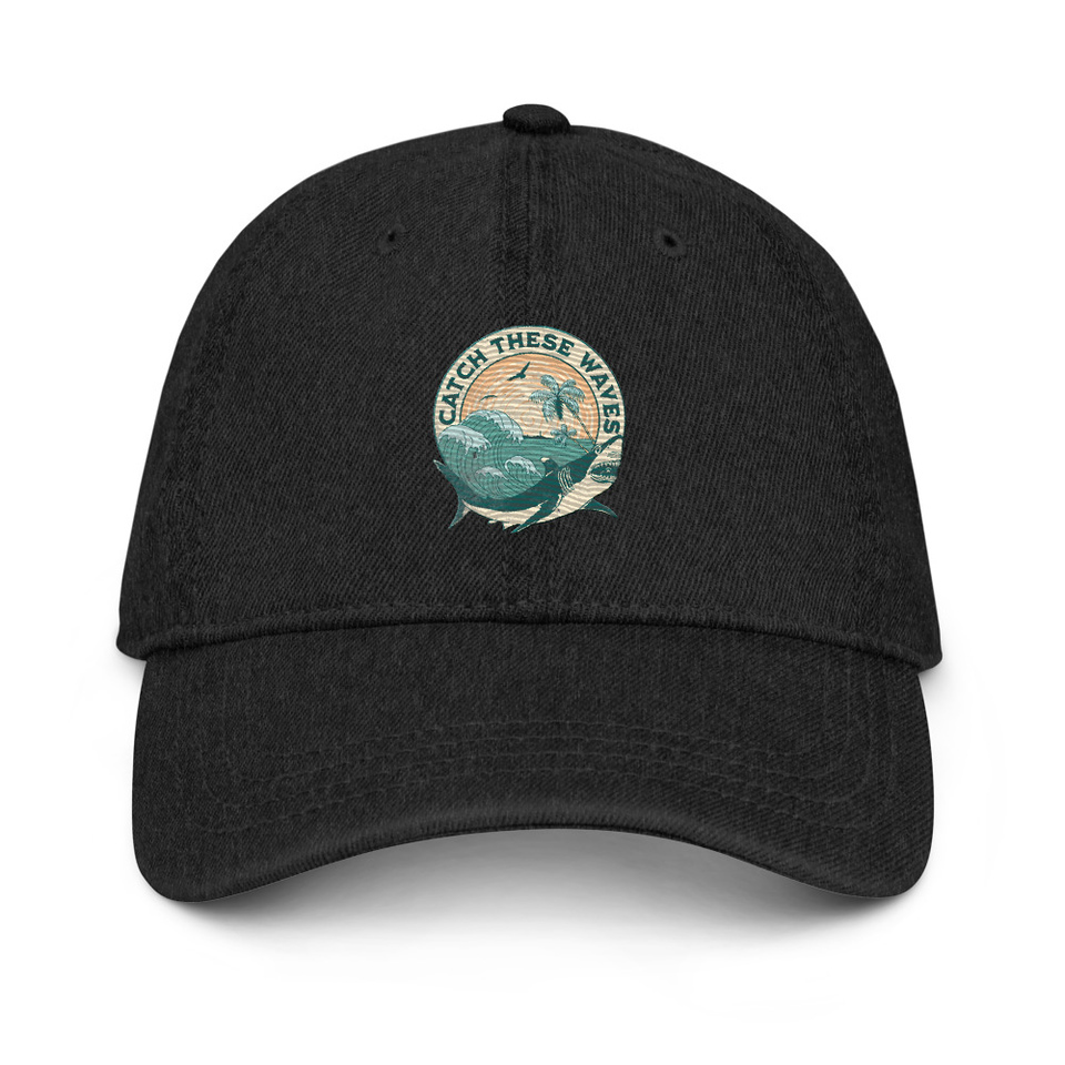 Catch These Waves Shark  Denim Hat