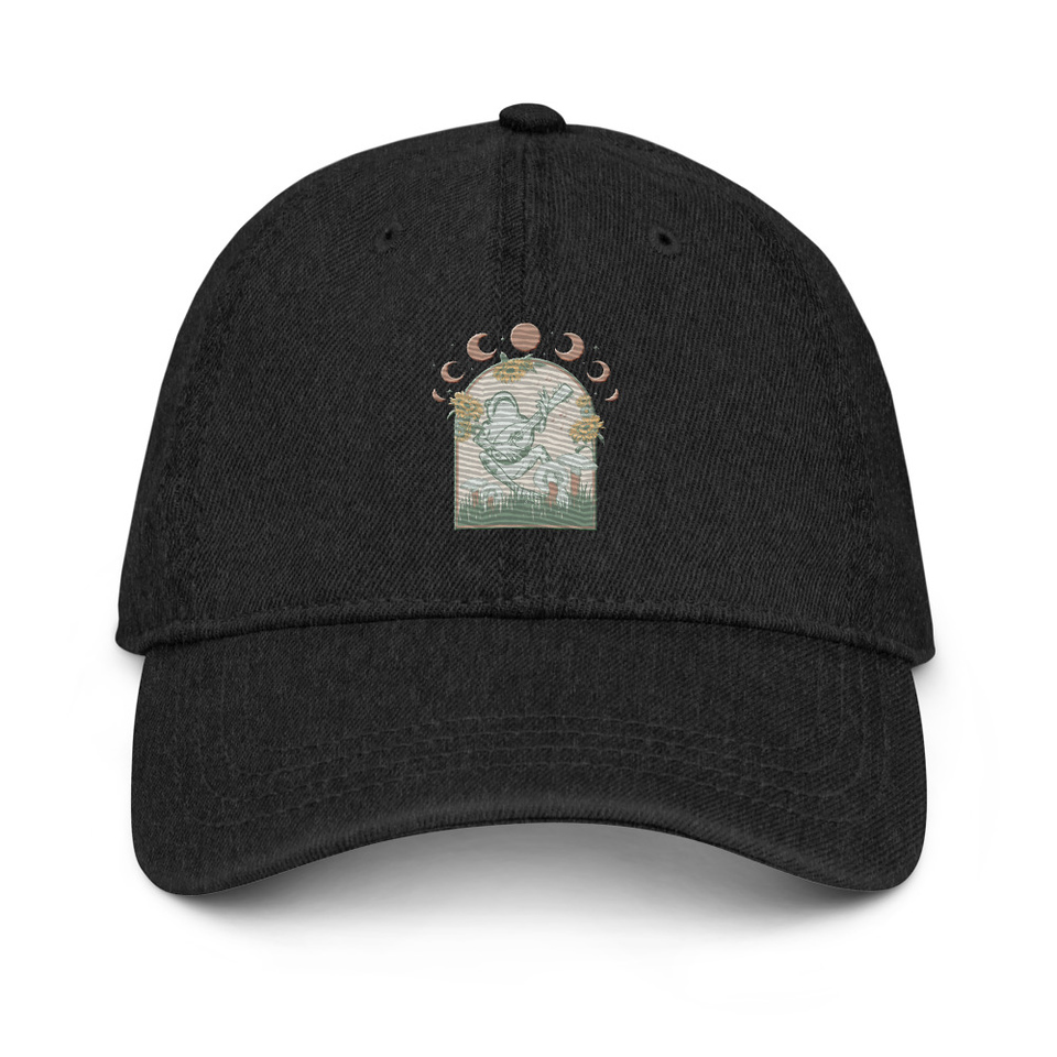 Cottagecore Frog Botanical Denim Hat