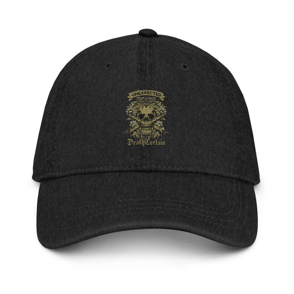 Death Certain and Unexpected Denim Hat
