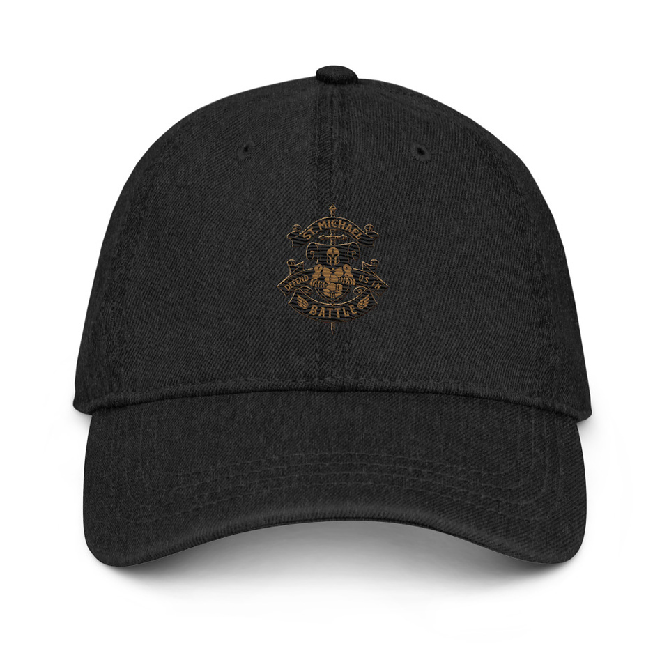 Defend us in battle - Knight with sword Denim Hat
