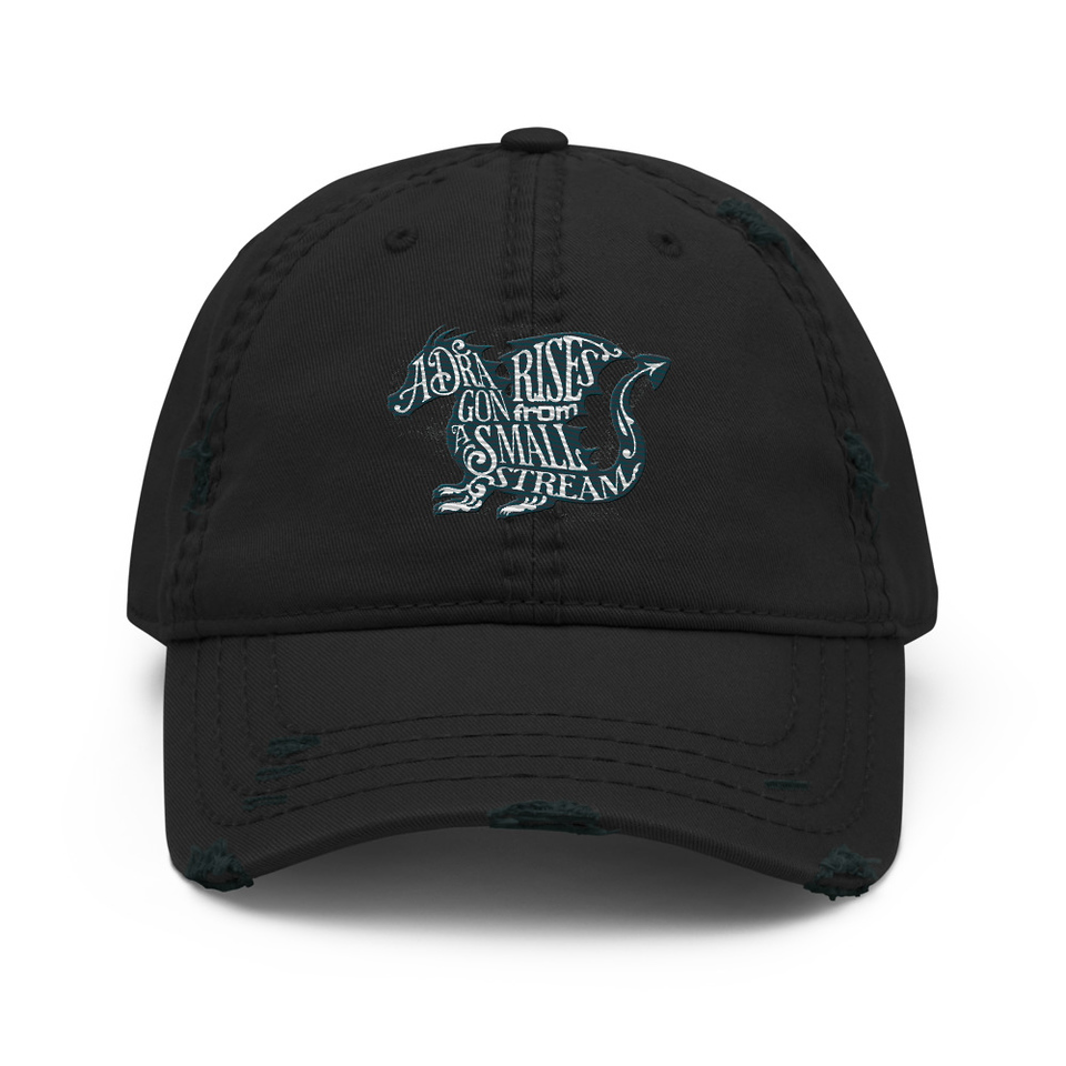 A Dragon Rises - Typographic Lettering Distressed Dad Hat