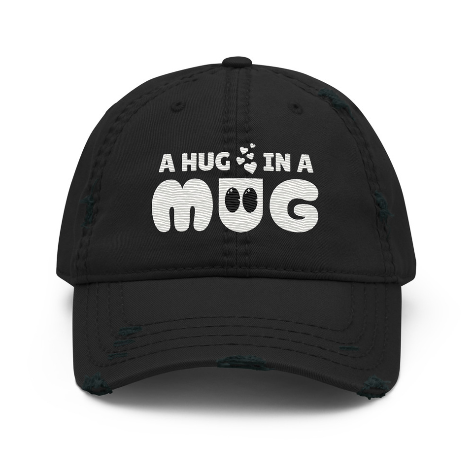 A Hug in a Mug - Funny Cartoon Distressed Dad Hat