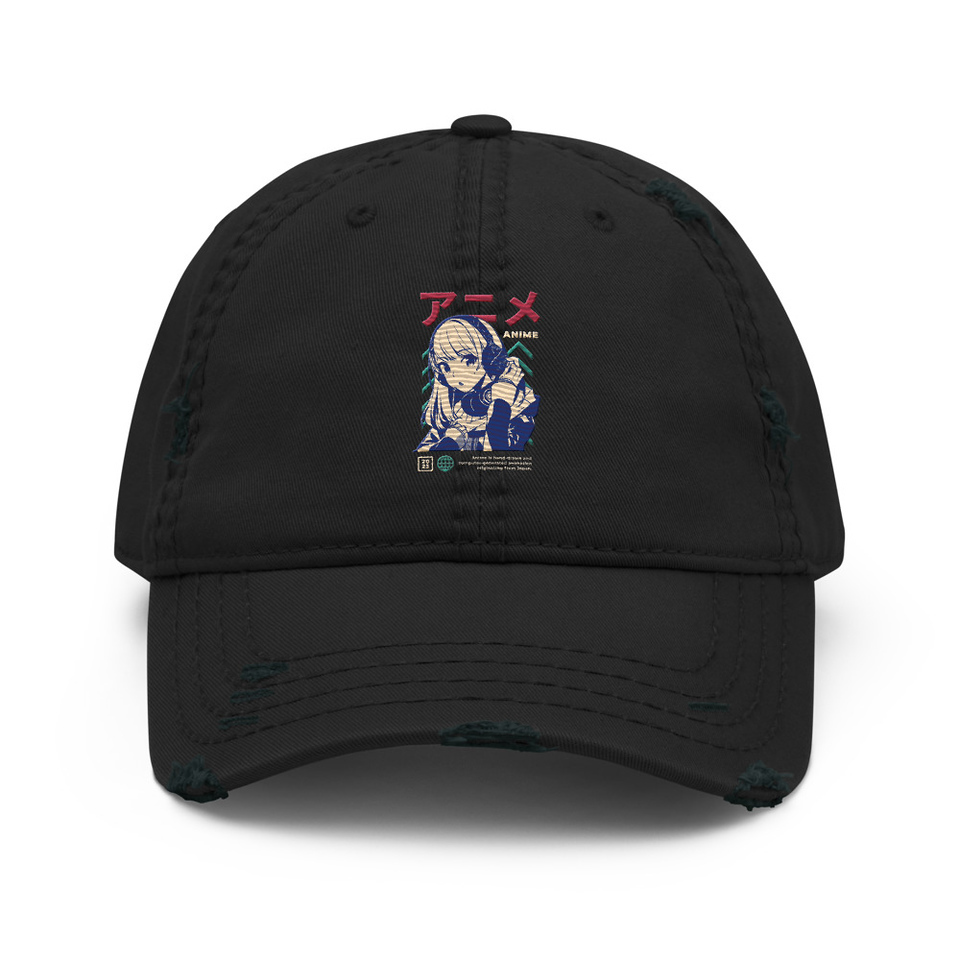 Anime Girl Distressed Dad Hat