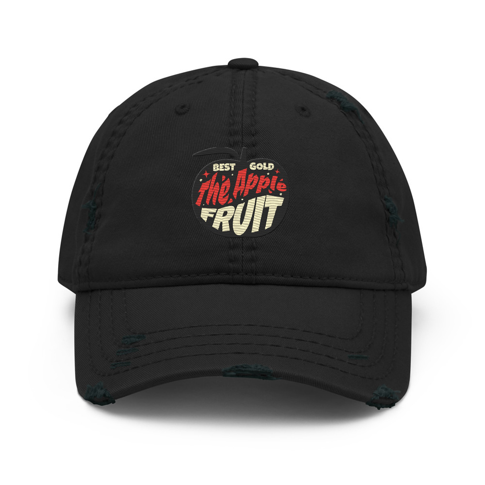 Apple Fruit - Typographic Lettering Distressed Dad Hat
