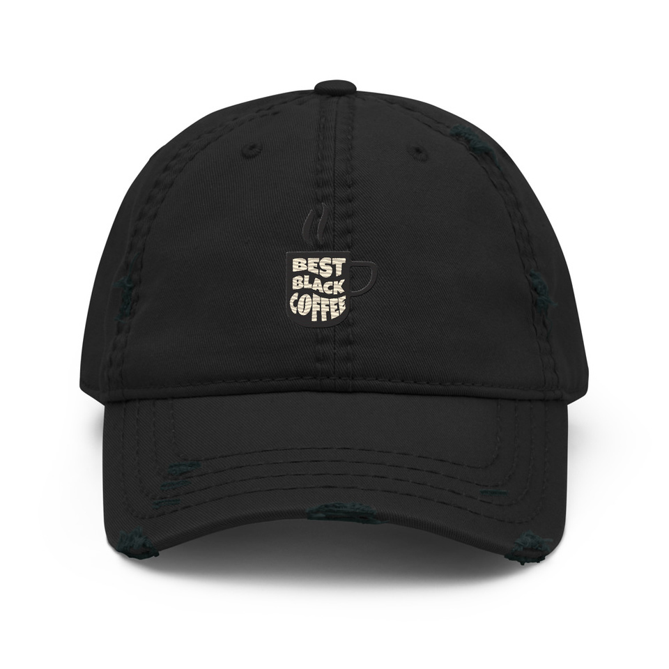Best Black Coffee - Hot Cup Distressed Dad Hat