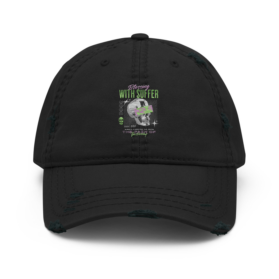 Blessing With Suffer Distressed Dad Hat