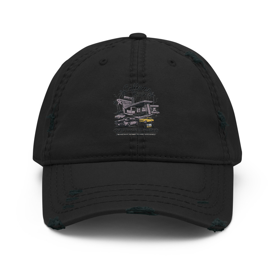 Caffeine Cruisers Distressed Dad Hat