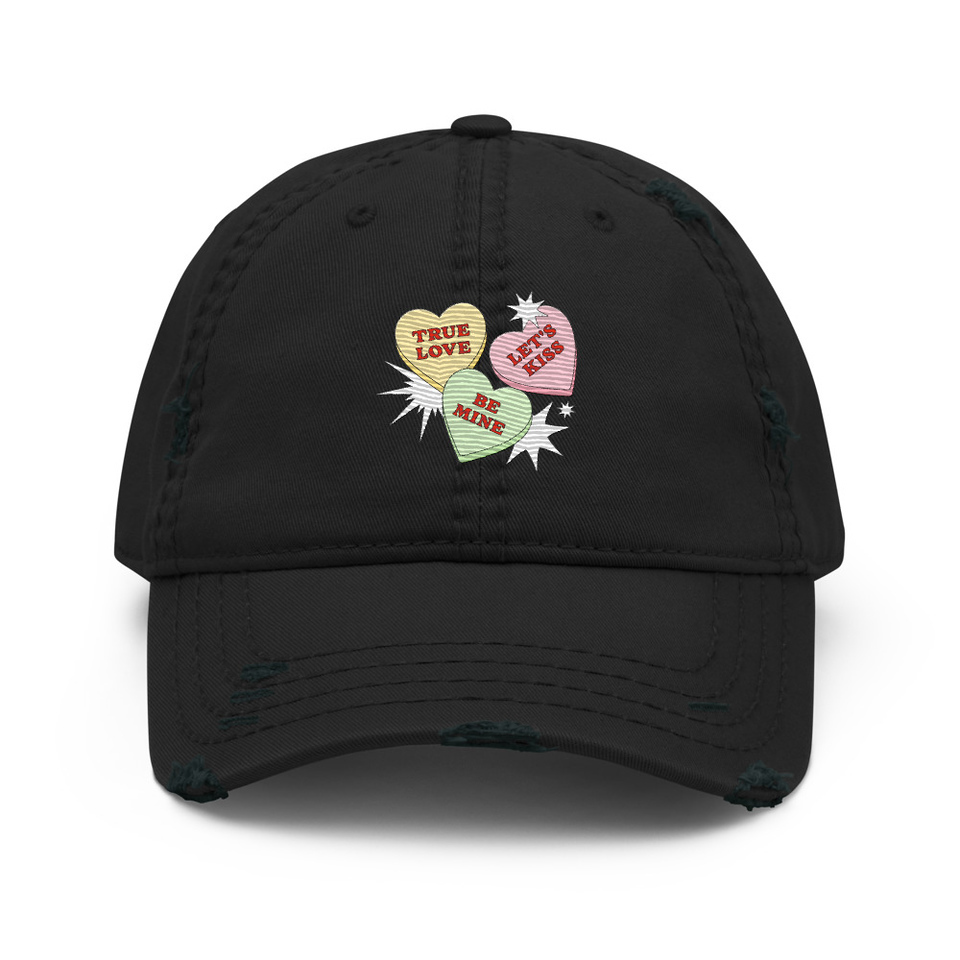 Candy Hearts - Valentine's Day Distressed Dad Hat