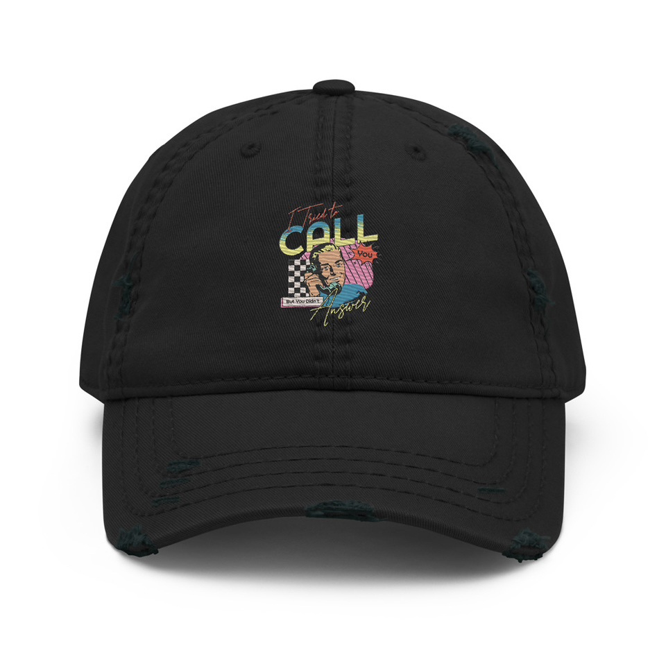 Classic Retro Illustrative Portrait Men Calling Distressed Dad Hat