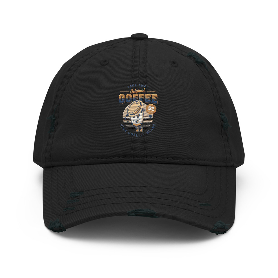 Coffee Cup - Comics Mascot Distressed Dad Hat