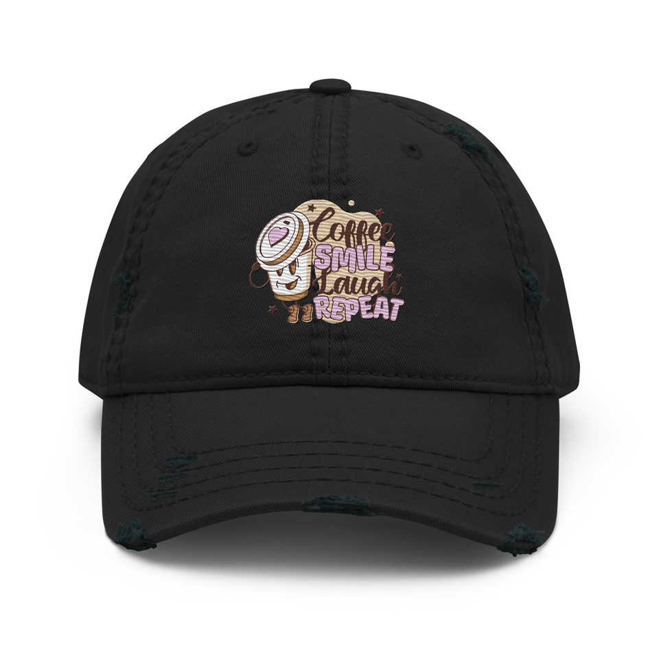 Coffee is Happiness - Retro Cartoon Mascot Distressed Dad Hat