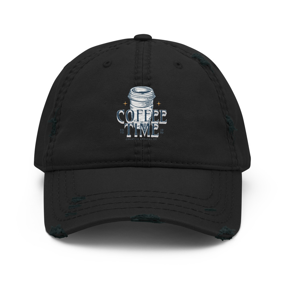 Coffee Time Distressed Dad Hat