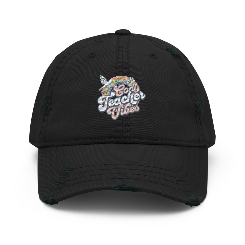 Cool Teacher Vibes Distressed Dad Hat