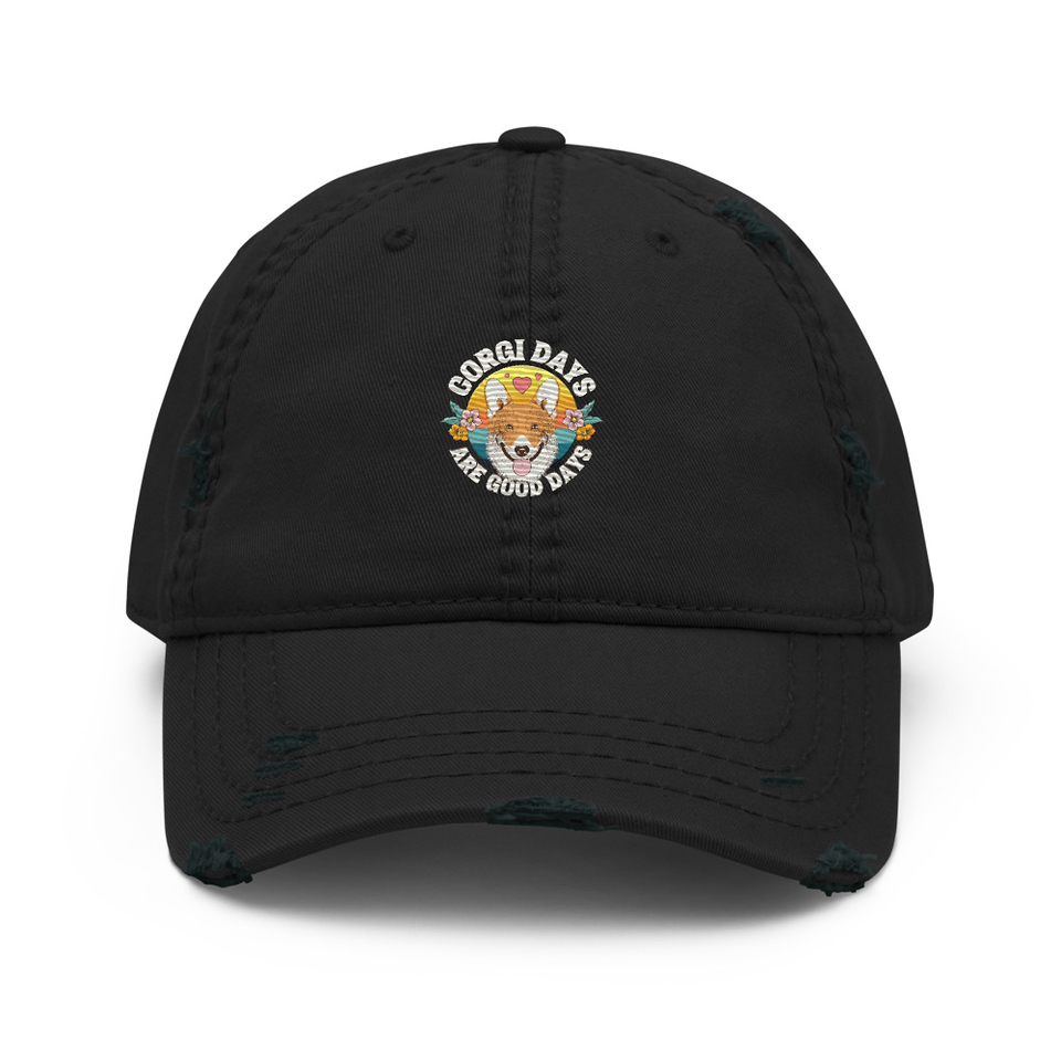 Corgi Days - Funny Animal Distressed Dad Hat