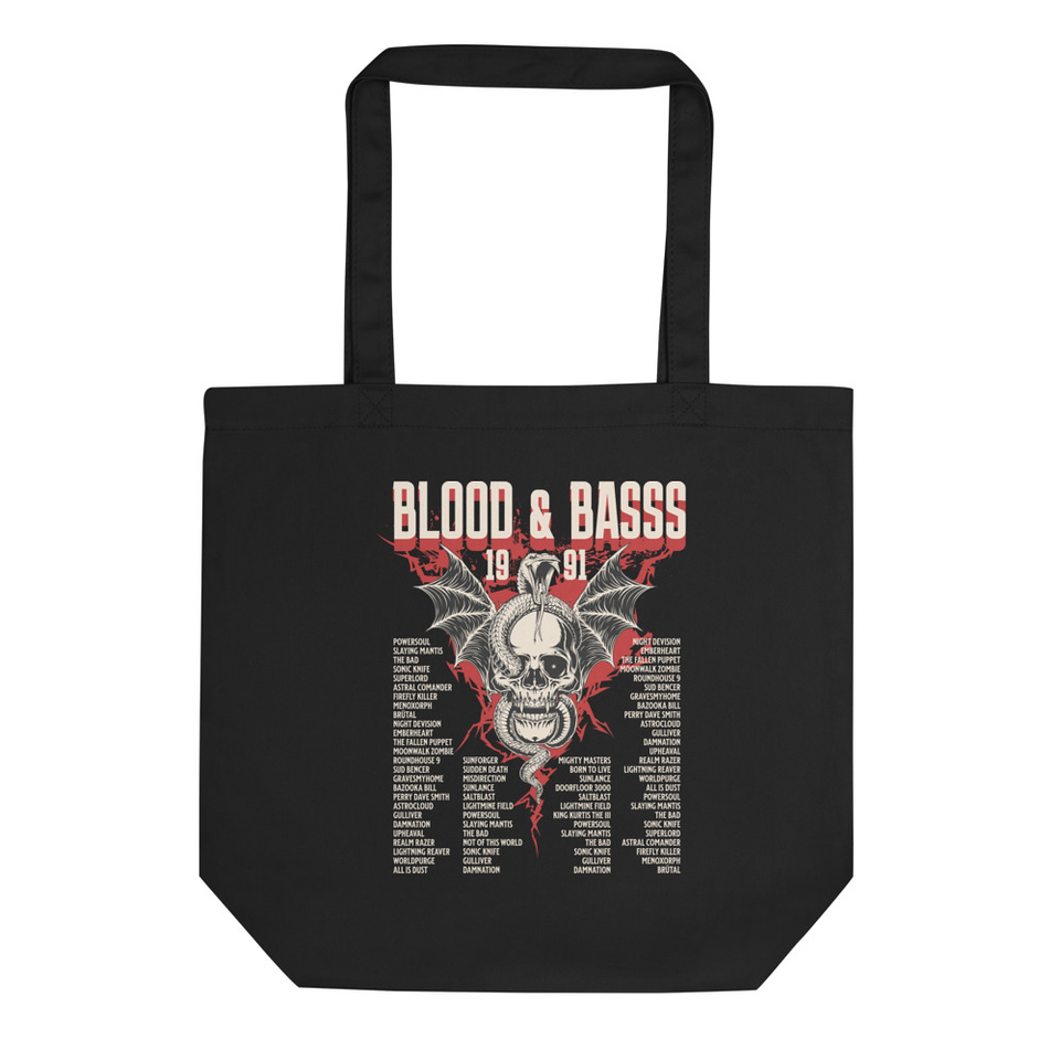 Blood & Basss - Snake and Skull Eco Tote Bag