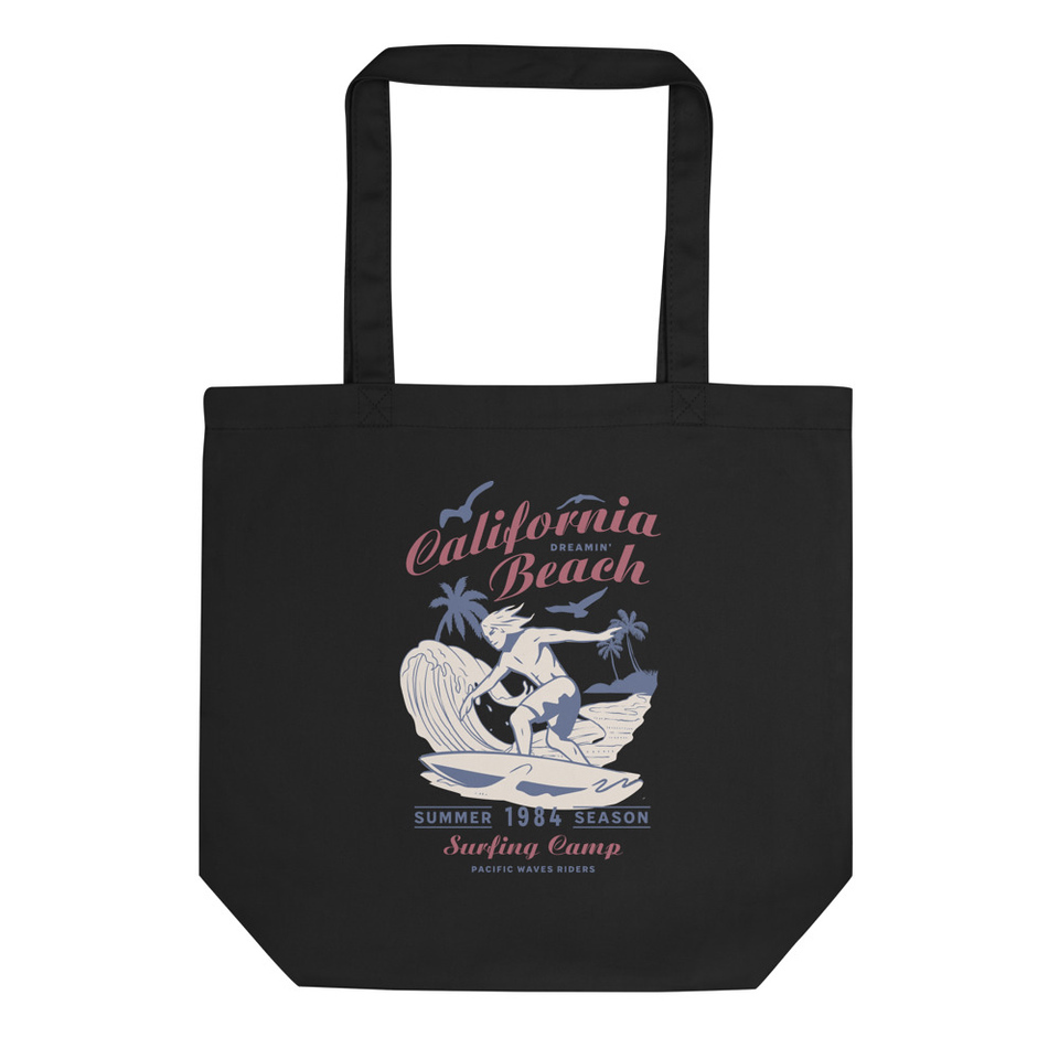 California Beach Surfing Eco Tote Bag