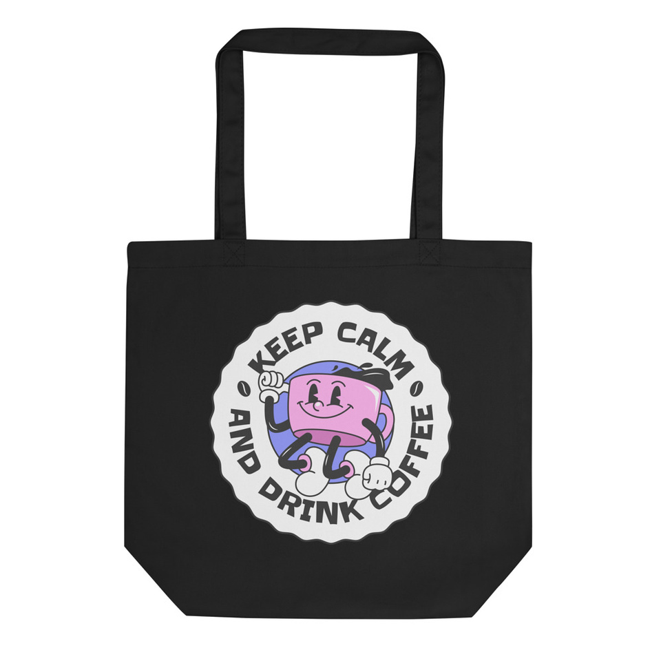 Colorful Fun Retro Style Coffee Quote Eco Tote Bag