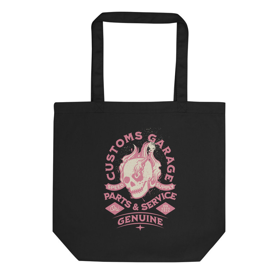 Customs Garage - Flaming Skull Eco Tote Bag