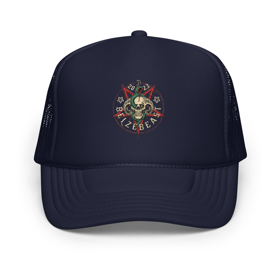 Belzebeast Pentagram - Halloween Skull with Snake Foam Trucker Hat