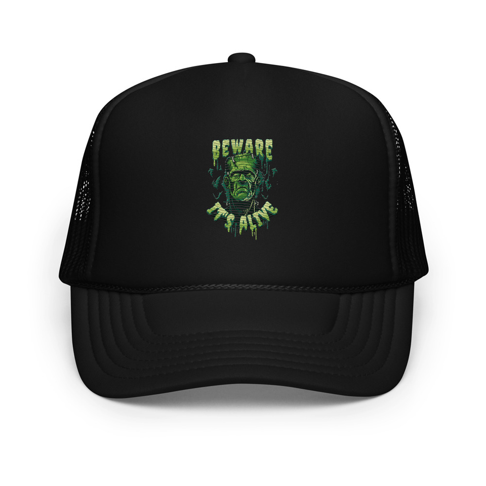 Beware of Frankenstein - Scary Halloween Foam Trucker Hat