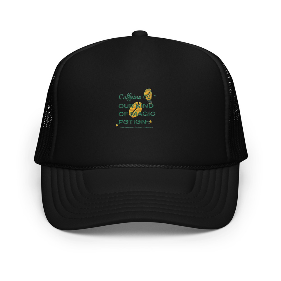 Caffeine Cartoon Foam Trucker Hat