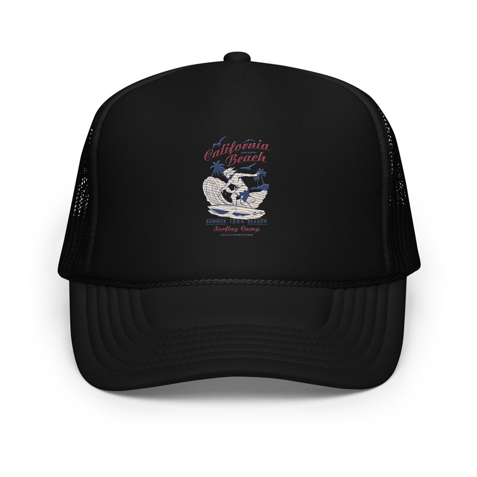 California Beach Surfing Foam Trucker Hat