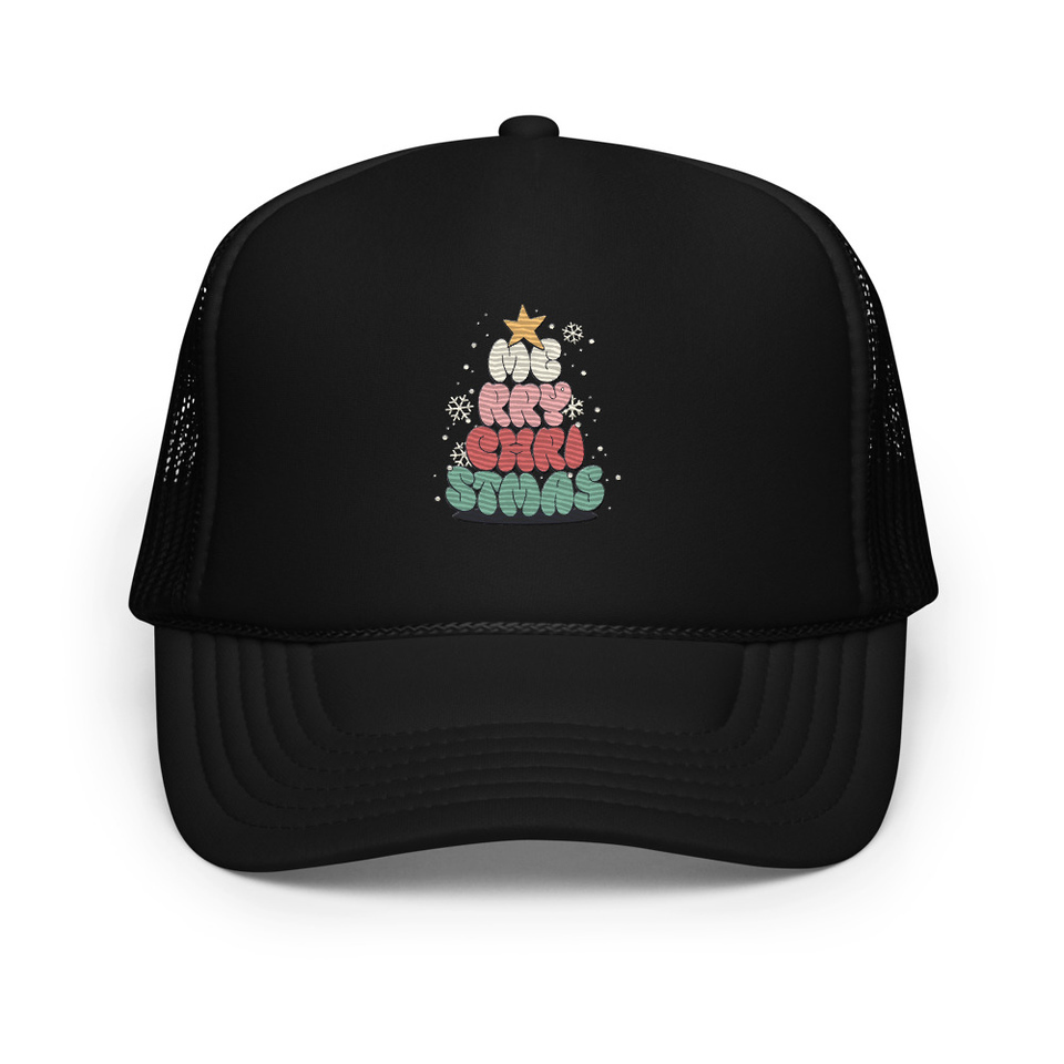 Cartoony Christmas Tree Foam Trucker Hat