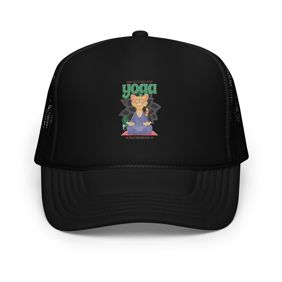 Cat Yoga - Cute Meditation Foam Trucker Hat
