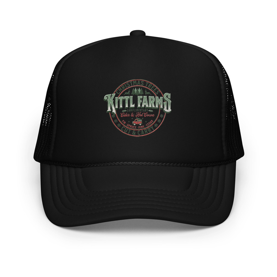 Christmas Tree Farm - Vintage Holiday Badge Foam Trucker Hat