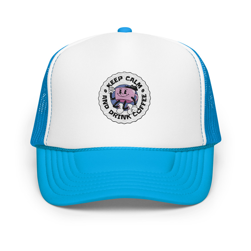 Colorful Fun Retro Style Coffee Quote Foam Trucker Hat
