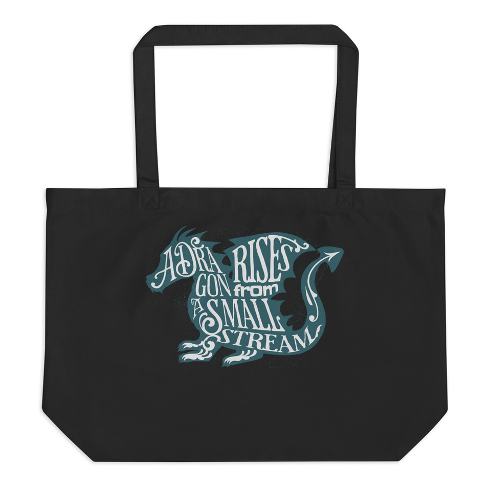 A Dragon Rises - Typographic Lettering Large Eco Tote