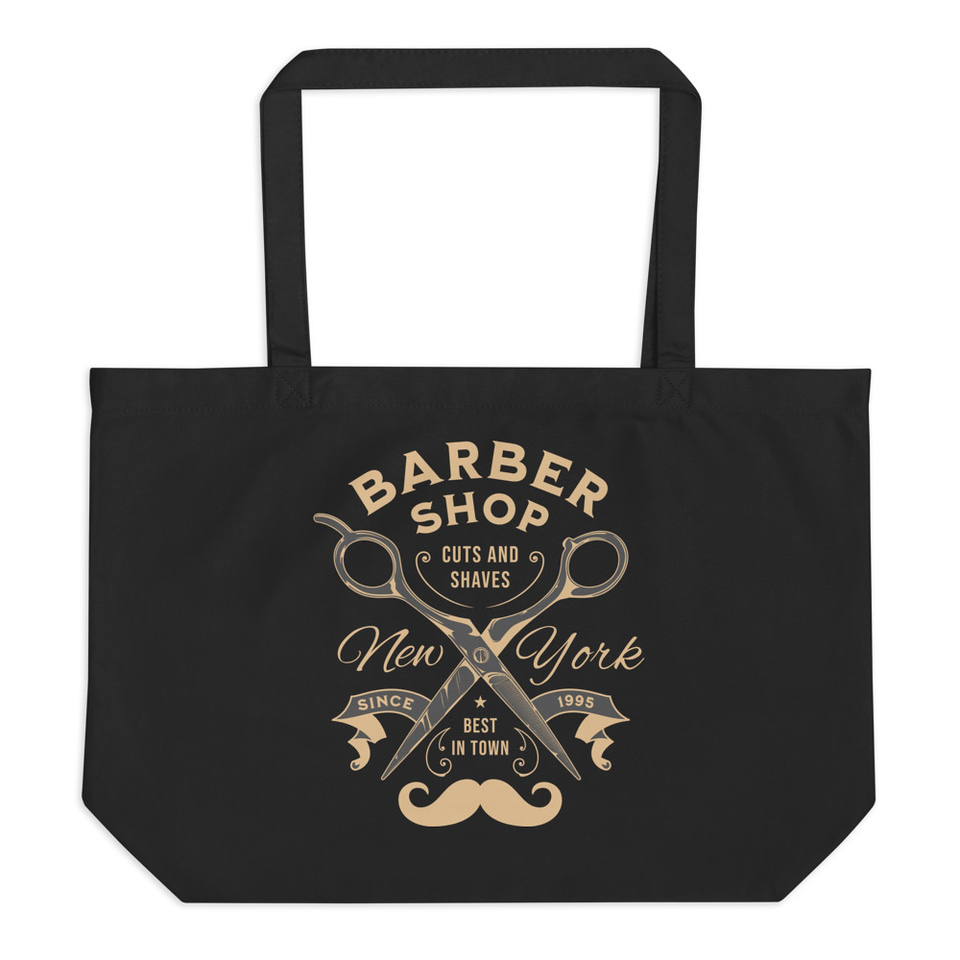 Barber Shop Cuts & Shaves - Scissor Large Eco Tote