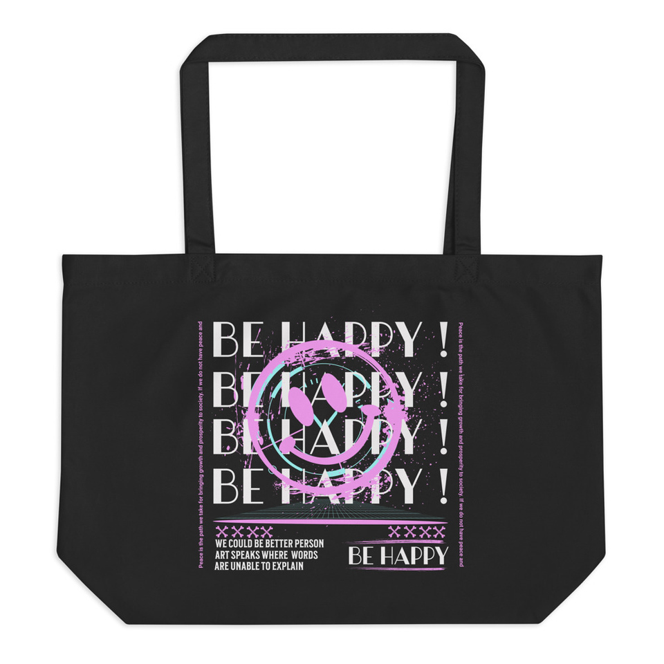 Be Happy ! Large Eco Tote
