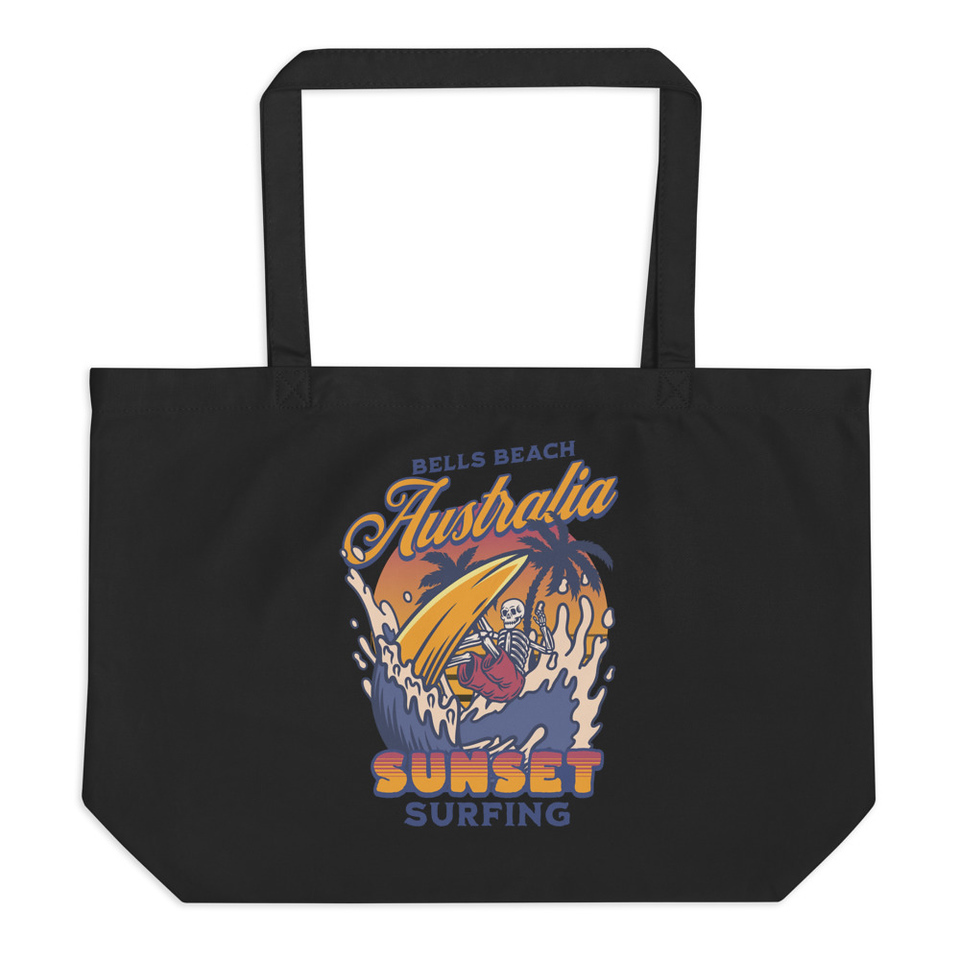 Bells Beach Australia Sunset Surfing Large Eco Tote
