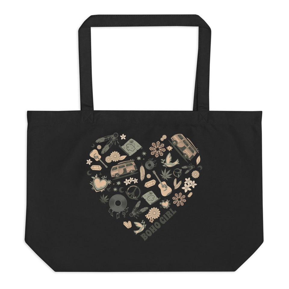 Boho Girl Poster Large Eco Tote