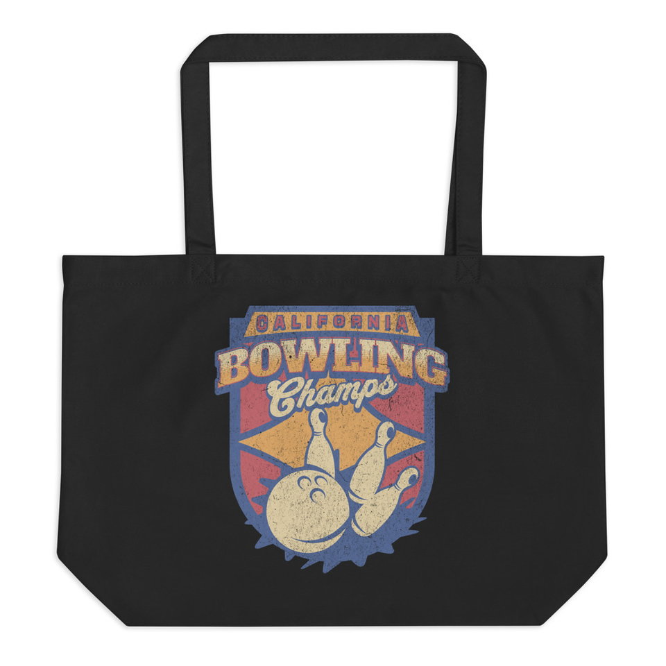 Bowling Championship - Retro Athlectic Sports Large Eco Tote