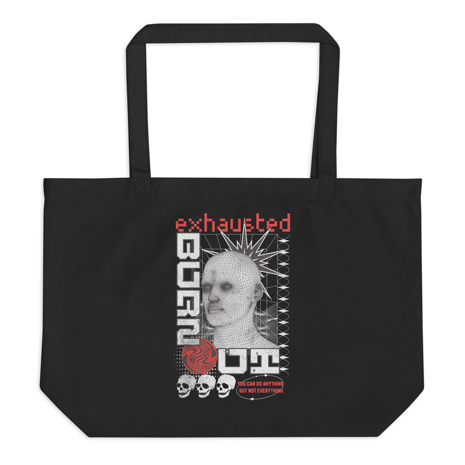 Burn Out - Futuristic 3D Head Large Eco Tote