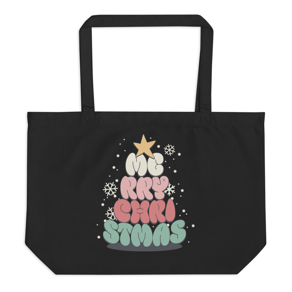 Cartoony Christmas Tree Large Eco Tote