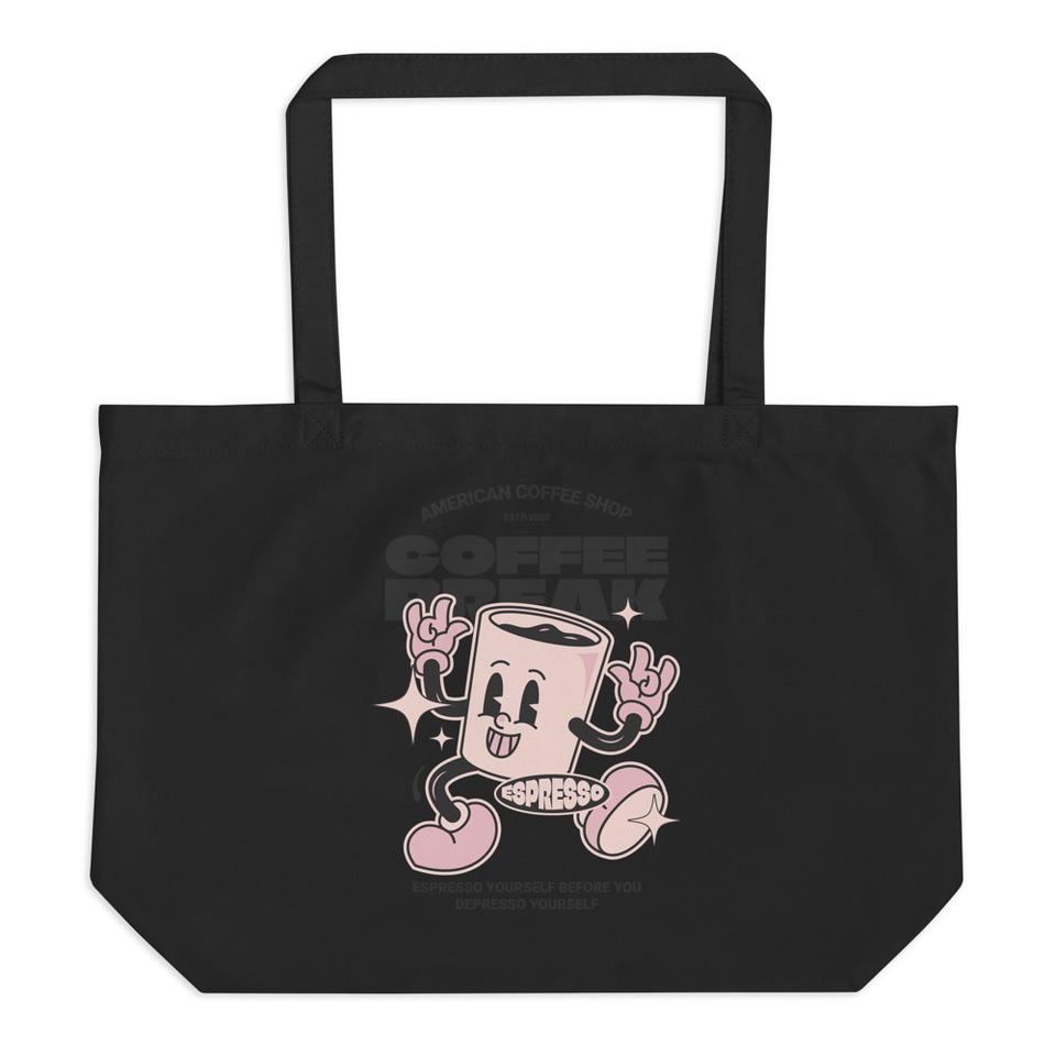 Coffee Break Mascot Large Eco Tote