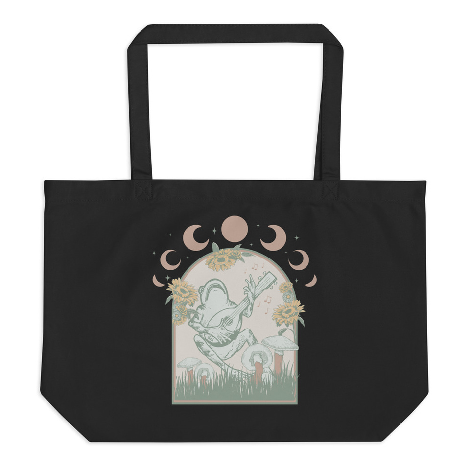 Cottagecore Frog Botanical Large Eco Tote