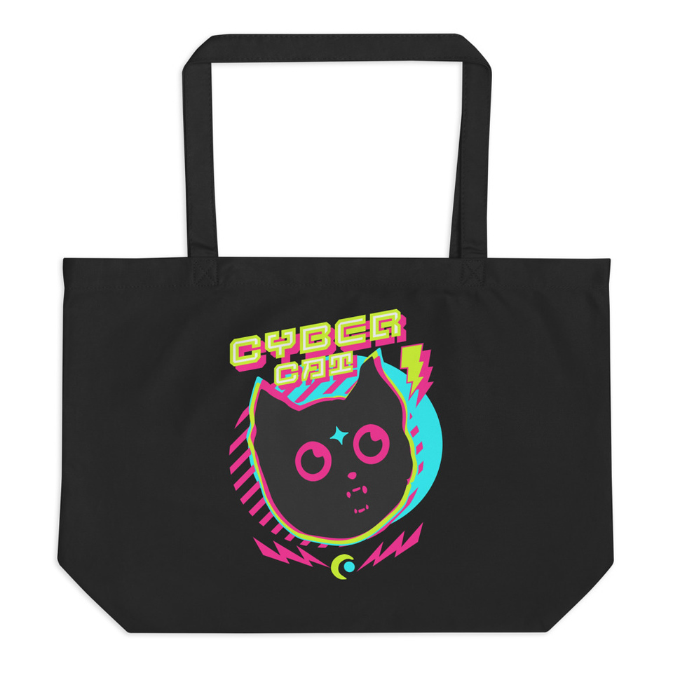 Cyber Cat - Neon Color Large Eco Tote