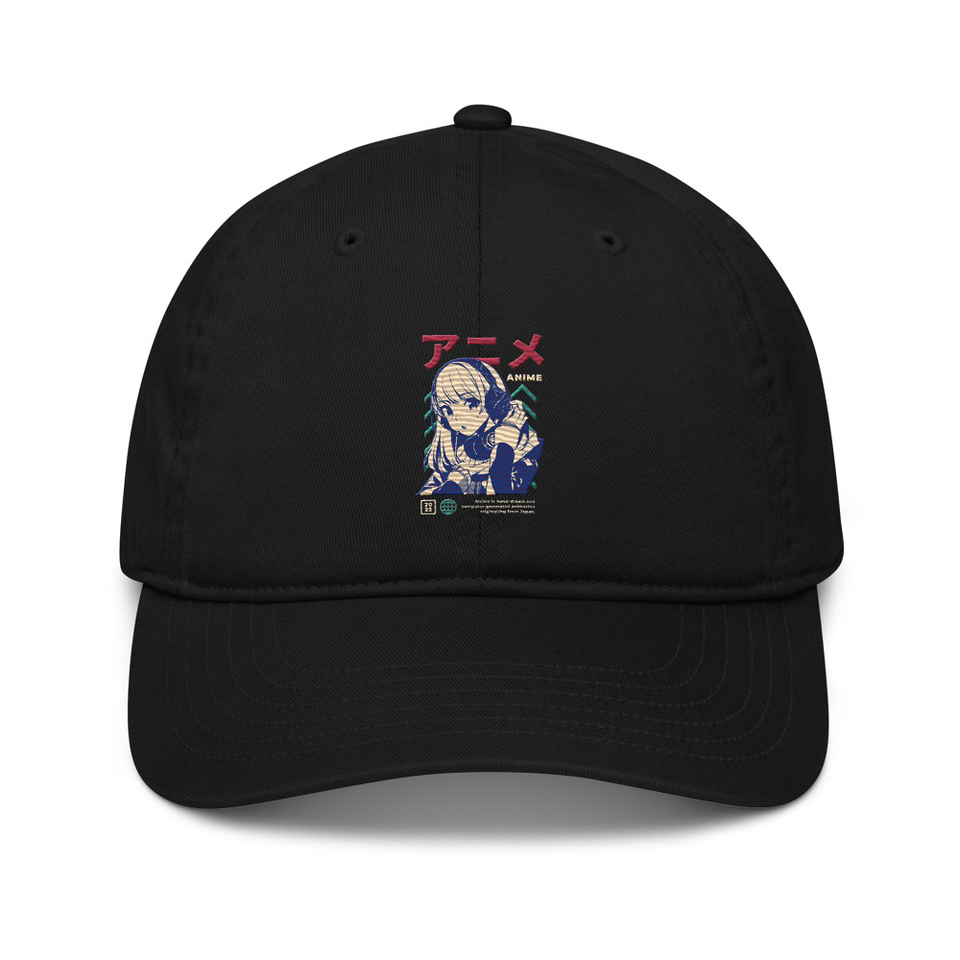Anime Girl Organic Baseball Cap
