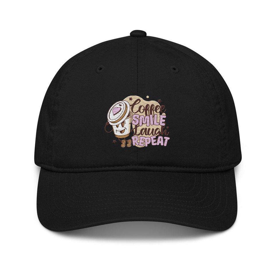Coffee is Happiness - Retro Cartoon Mascot Organic Baseball Cap