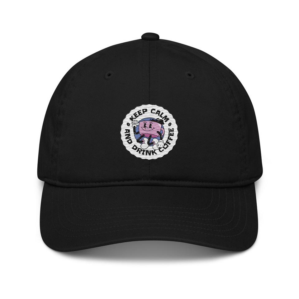Colorful Fun Retro Style Coffee Quote Organic Baseball Cap