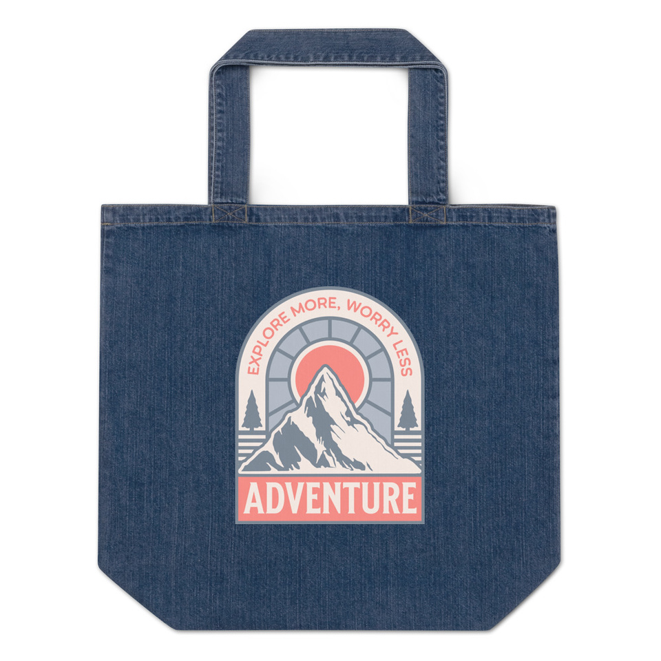 Adventure - Mountain Climbing Organic Denim Tote Bag