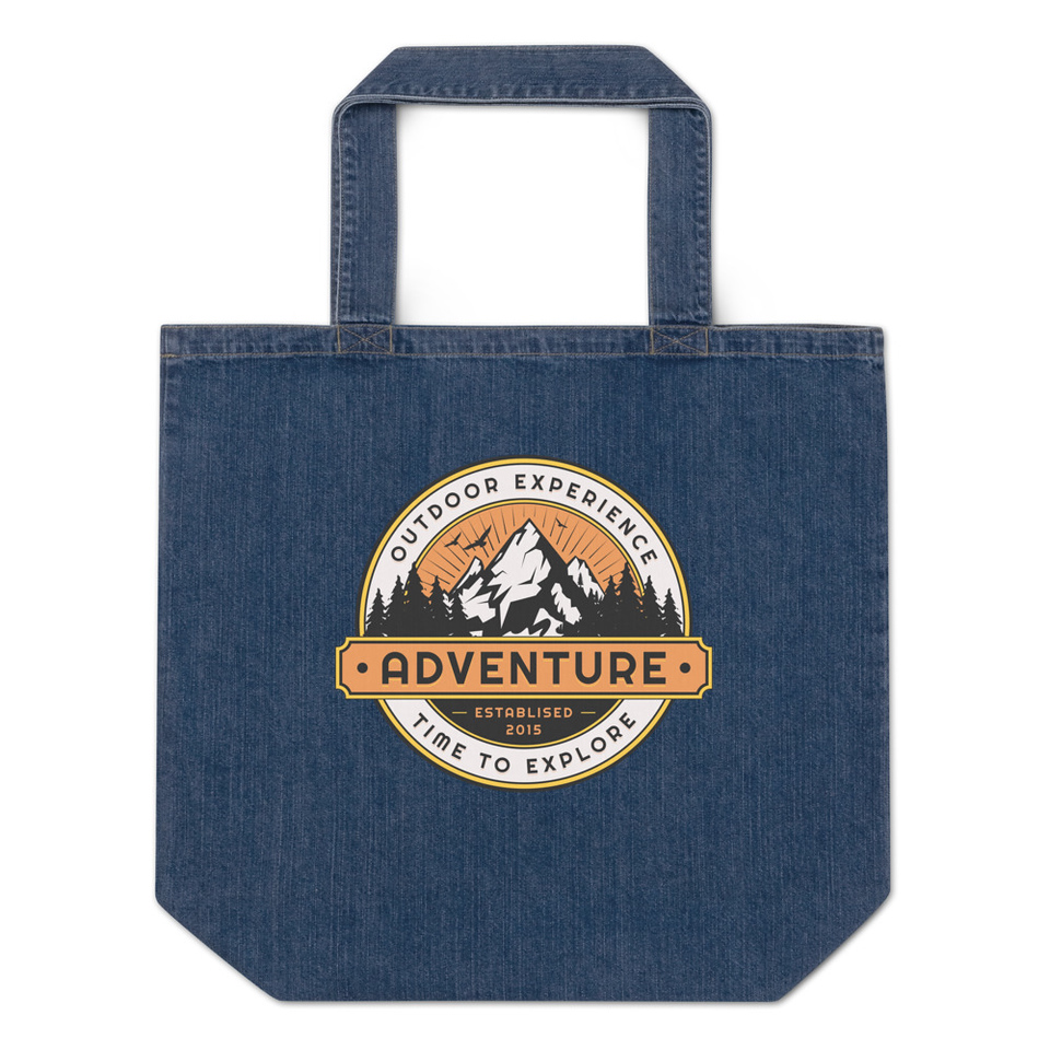 Adventure - Outdoor Mountain Organic Denim Tote Bag