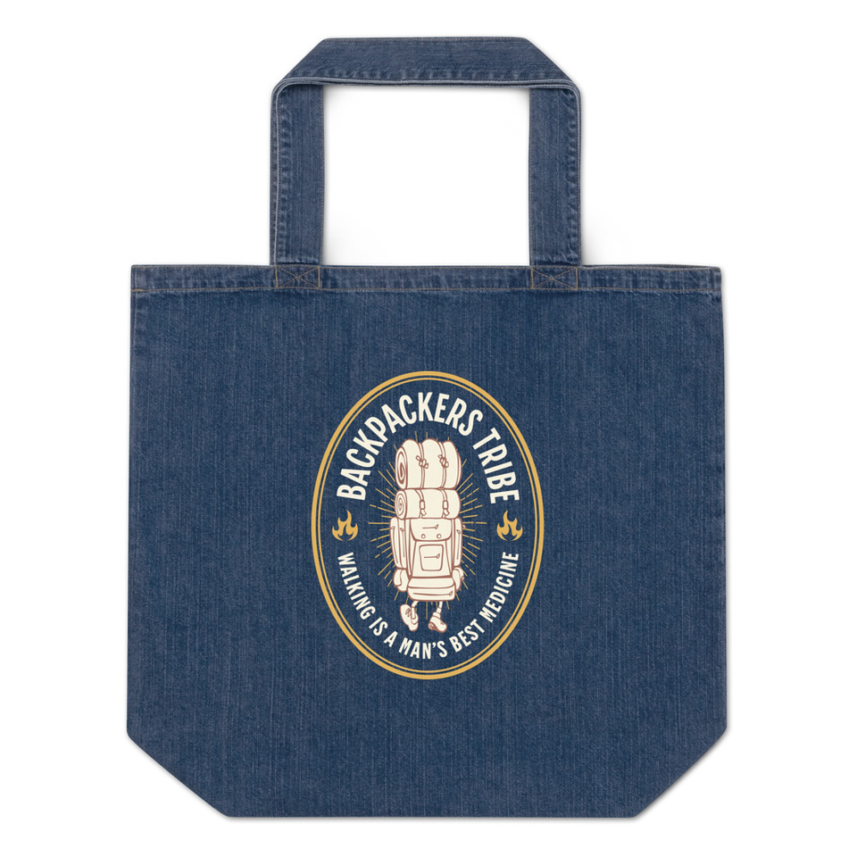 Backpackers Tribe - Adventure Badge Organic Denim Tote Bag