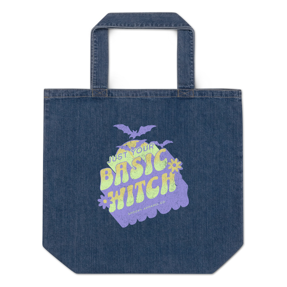 Basic Witch - Halloween Organic Denim Tote Bag