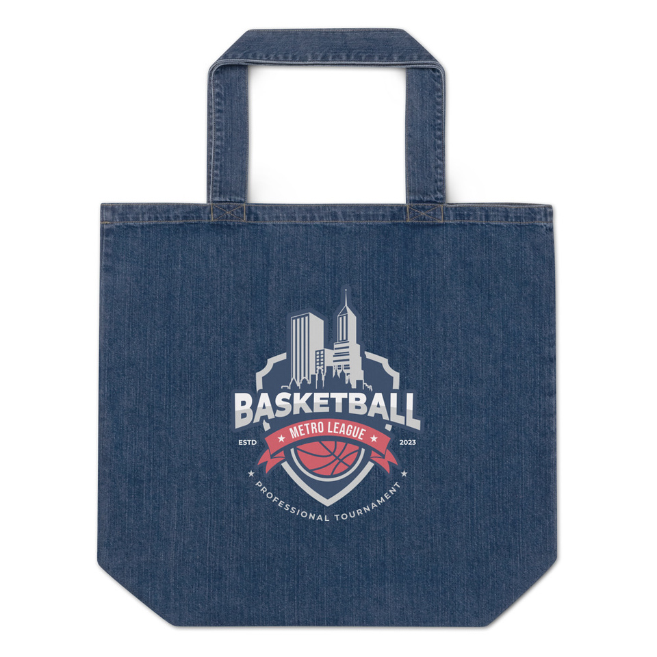 Basketball Sports Logo Organic Denim Tote Bag